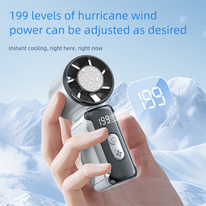 Black Portable Mini Handheld Fan with 199-Speed Settings and Brushless Motor view 4