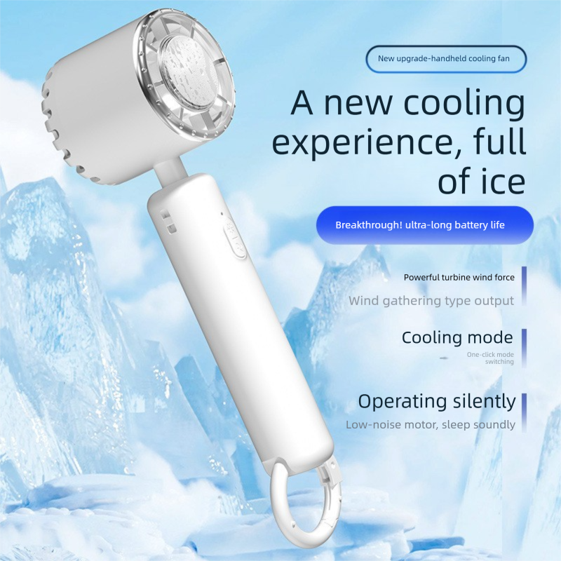 Khaki Portable Ice Cooling Handheld Fan USB Rechargeable 2000mAh Silent view 5