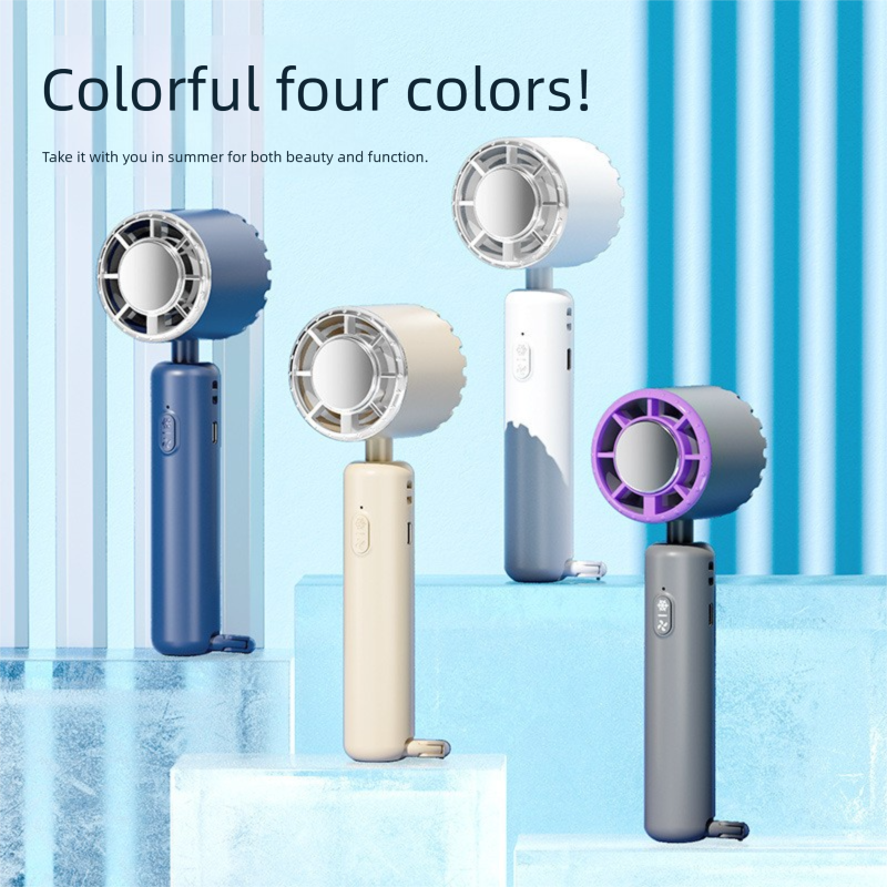 Grey Portable Ice Cooling Handheld Fan USB Rechargeable 2000mAh Silent Battery view 2