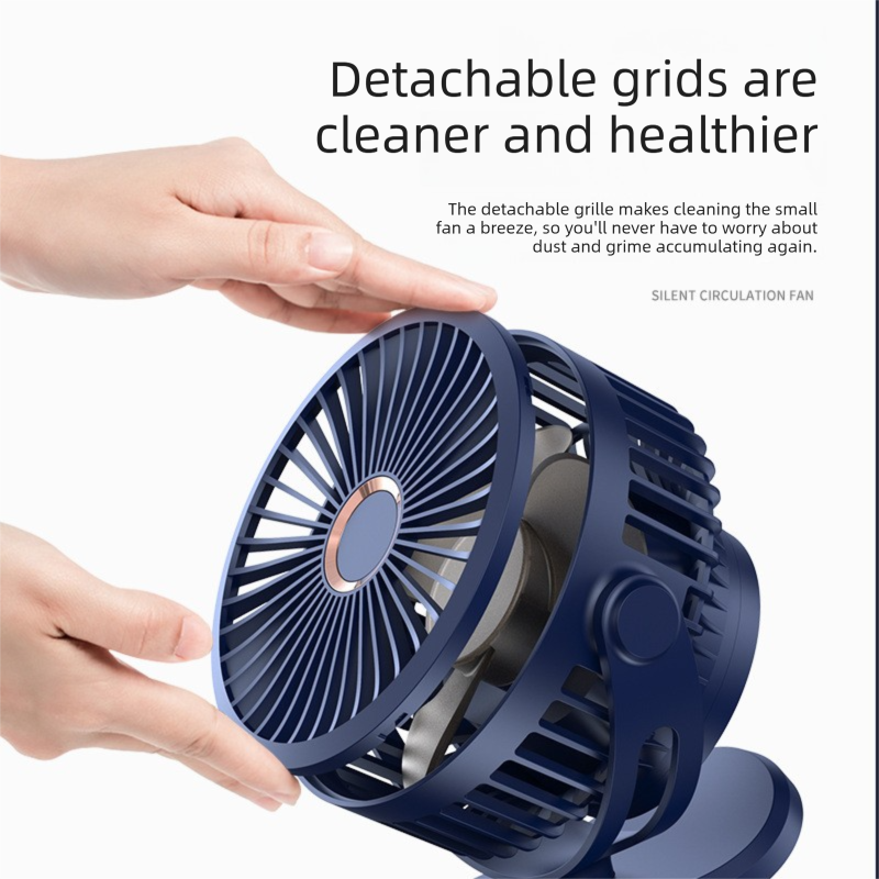 Green 10000mAh Portable Clip on Fan with 720 Degree Rotation 4 Speeds for view 4