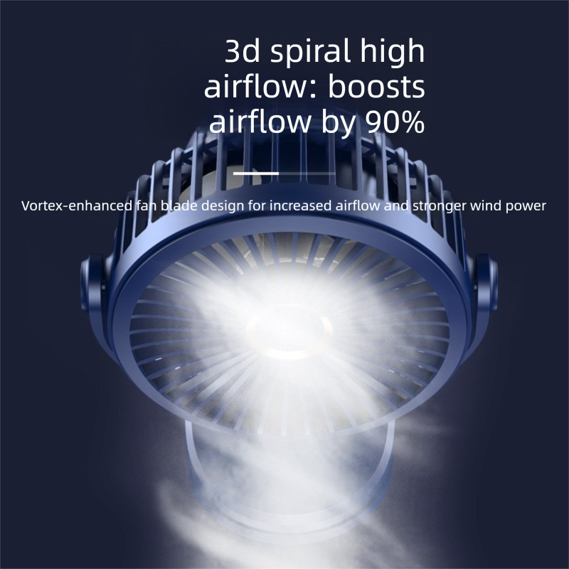 White 10000mAh Portable Clip on Fan with 720 Degree Rotation 4 Speeds for view 3