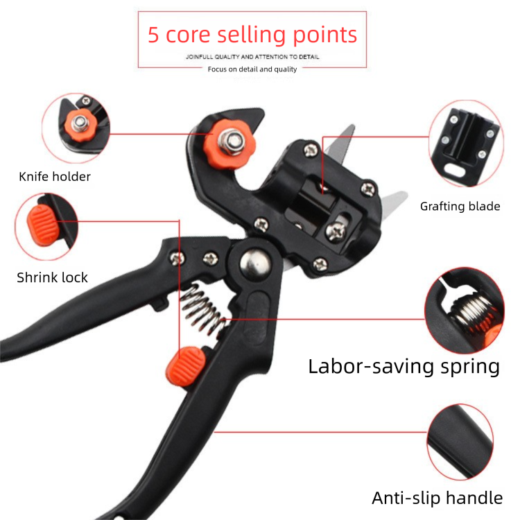 Orange Handheld Grafting Shear with Replaceable Blades and Pruning Function view 3