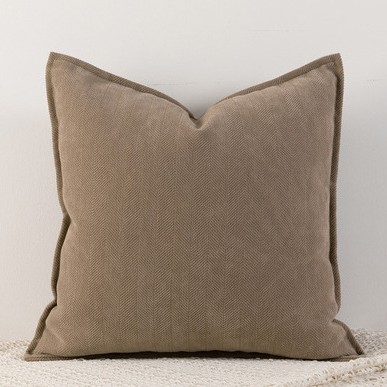 Coffee brown Nordic Herringbone Chenille Pillowcases 2 Pack 45x45cm for Sofa