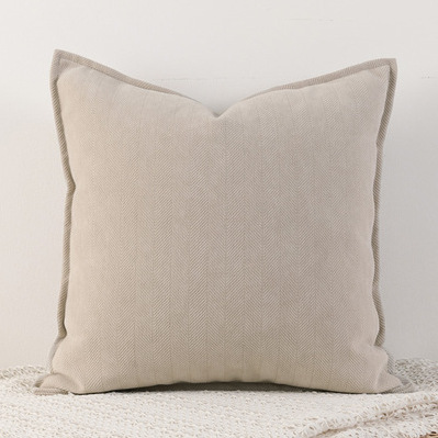 Milk tea colour Nordic Herringbone Chenille Pillowcases 2 Pack 45x45cm for