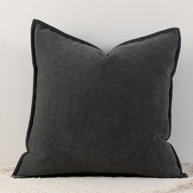 Dark grey Nordic Herringbone Chenille Pillowcases 2 Pack 45x45cm for Sofa and