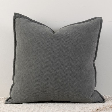 Charcoal grey Nordic Herringbone Chenille Pillowcases 2 Pack 45x45cm for Sofa