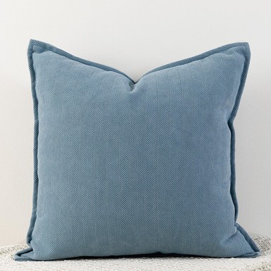 Hazy Blue Nordic Herringbone Chenille Pillowcases 2 Pack 45x45cm for Sofa and