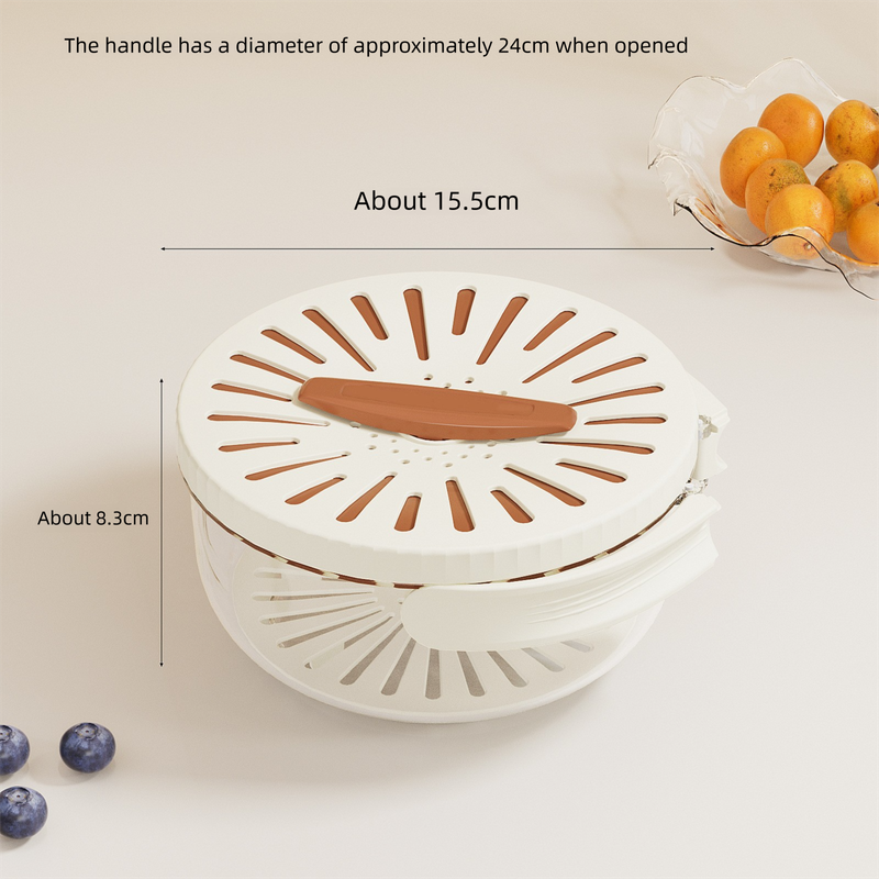 Brown Small Multi-functional Fruit and Vegetable Washing Bowl with Lid and