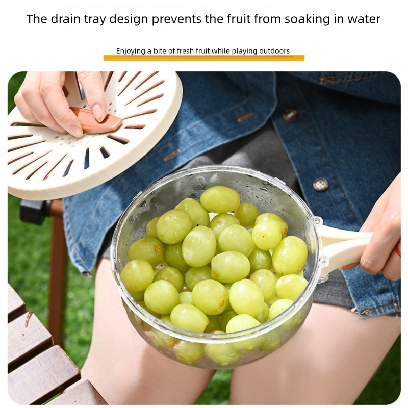 Brown Small Multi-functional Fruit and Vegetable Washing Bowl with Lid and view 4