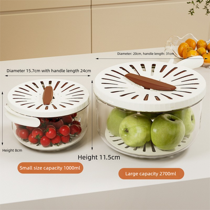 Brown large Multi-functional Fruit and Vegetable Washing Bowl with Lid and view 5