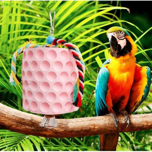 2-Pack Blue Hanging Bird Chew Toy with Bell and Rope view 2