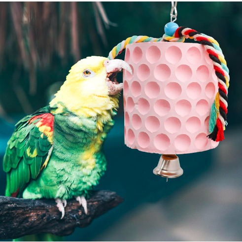 2-Pack White Hanging Bird Chew Toy with Bell and Rope view 3