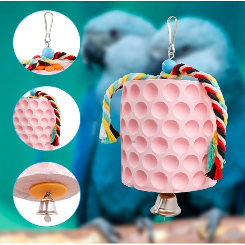 2-Pack White Hanging Bird Chew Toy with Bell and Rope view 4