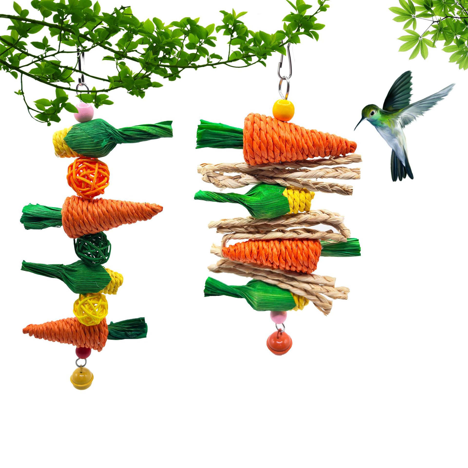 2-Pack Radish Vine Ball Skewers Bird Chew Toy for Parrots view 4
