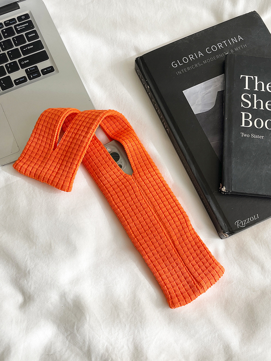 Orange High-Elastic Knit Short Phone Sling Bag – Compact Streetwear Accessory