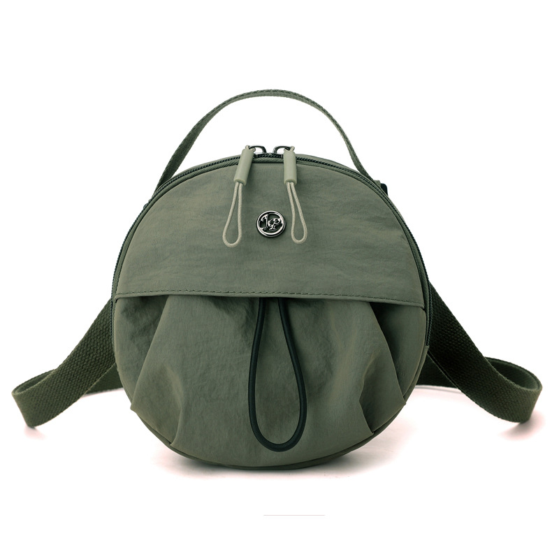 Dark green Fashionable Round Crossbody Bag with Water-Resistant Nylon and