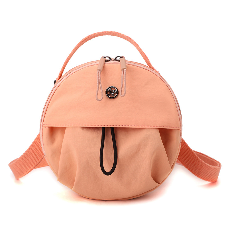 Orange Fashionable Round Crossbody Bag with Water-Resistant Nylon and