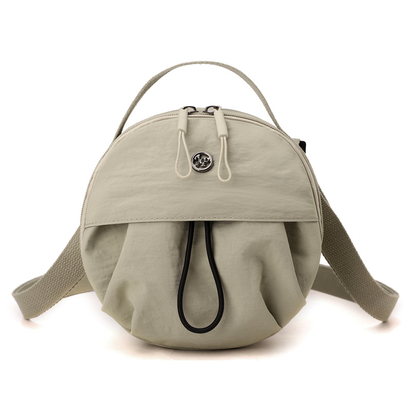 Greyish green Fashionable Round Crossbody Bag with Water-Resistant Nylon and
