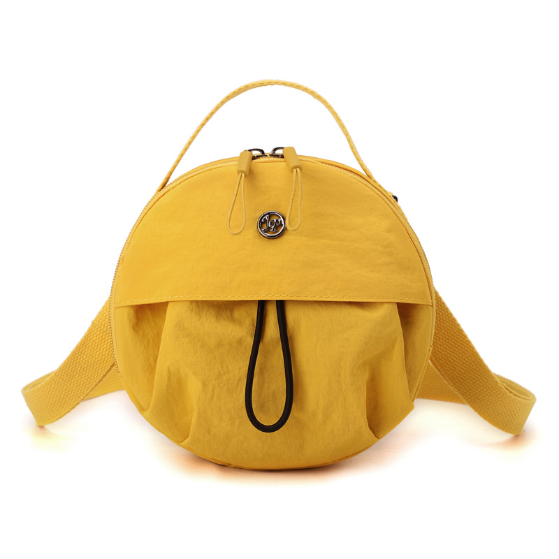 Yellow Fashionable Round Crossbody Bag with Water-Resistant Nylon and