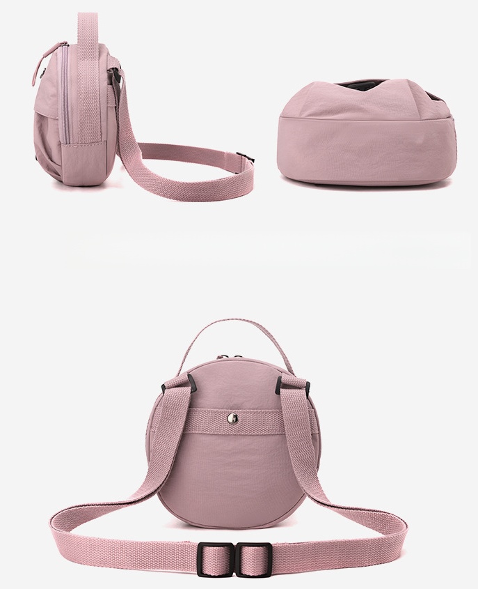 Purple Fashionable Round Crossbody Bag with Water-Resistant Nylon and view 4