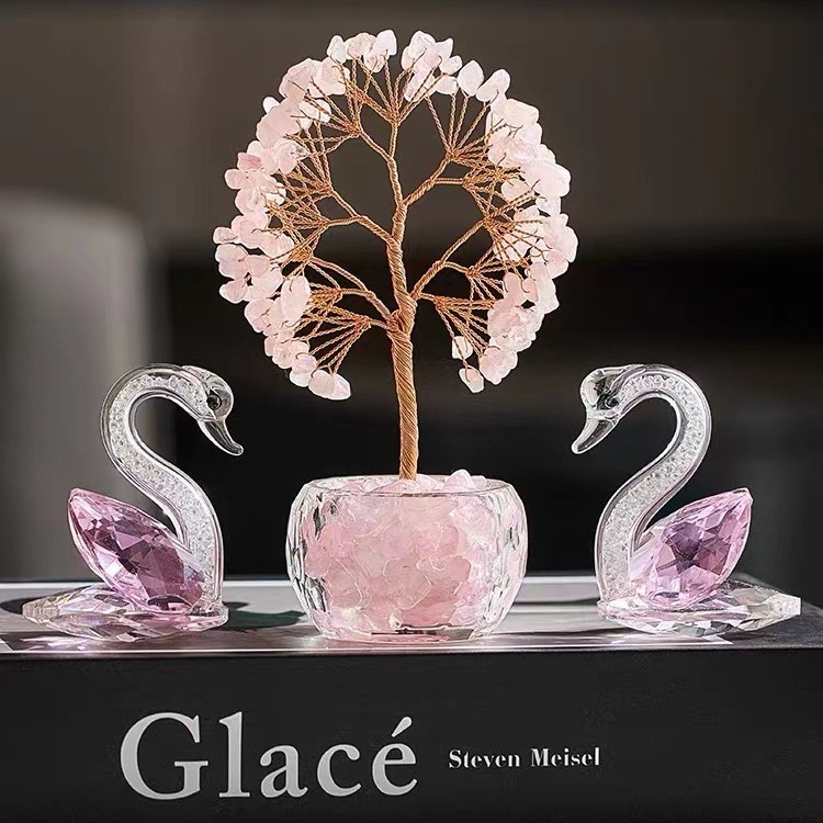 Purple Natural Crystal Tree Ornament – Handmade Miniature Decorative Tree with view 3