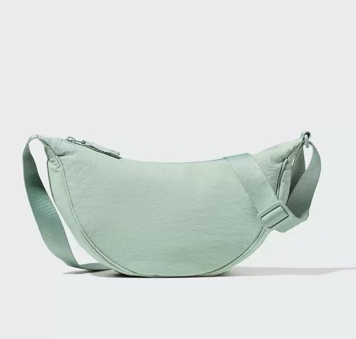 Light green Lightweight Nylon Crossbody Bag – Compact Saddle Style with