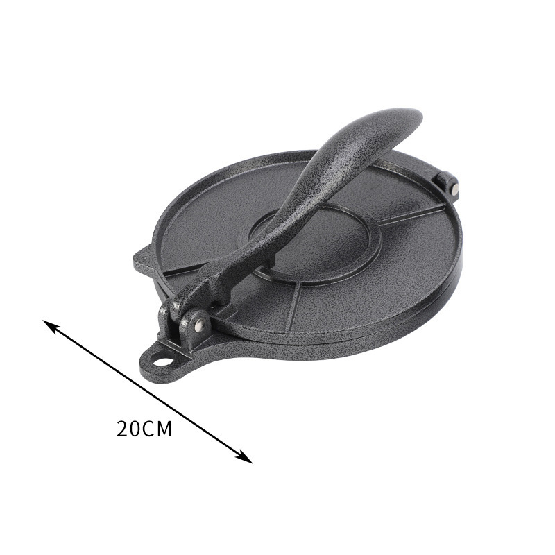 Black Manual Dough Press – Aluminum Alloy Cake & Tortilla Press for Homemade