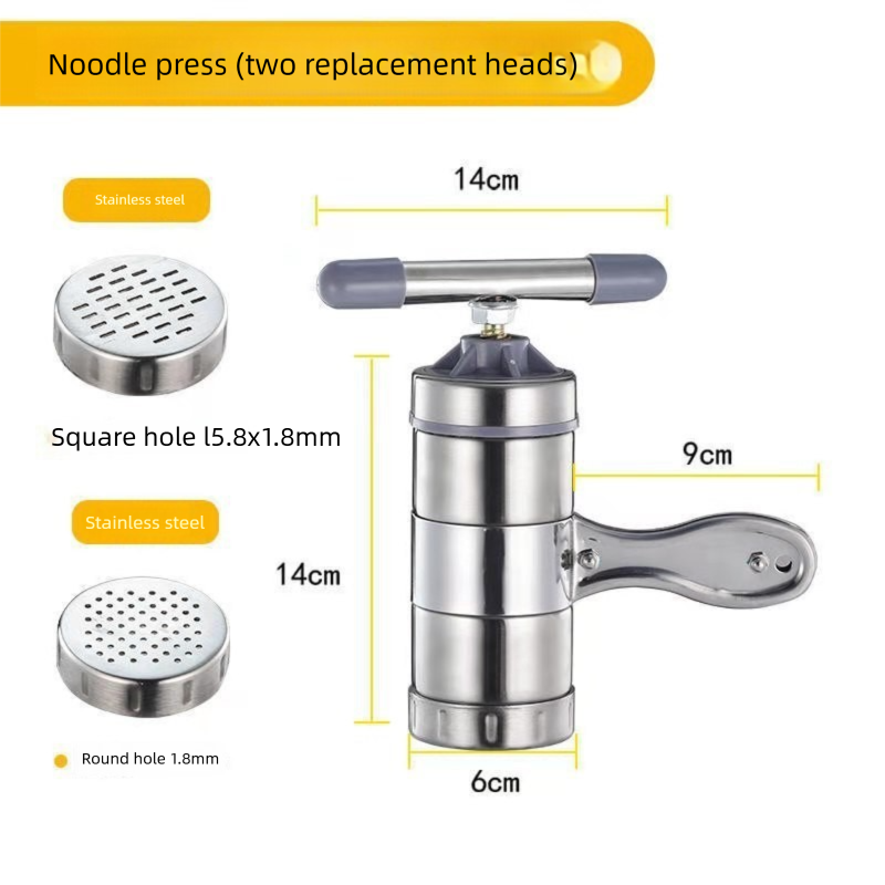 Manual Stainless Steel Noodle Maker with Interchangeable Dies for Homemade Egg
