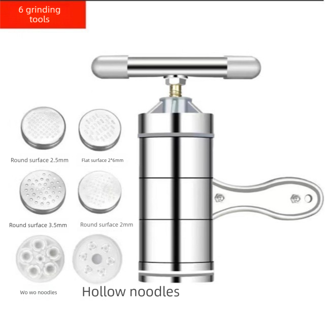 Manual Stainless Steel Noodle Maker with Interchangeable Dies for Homemade Egg