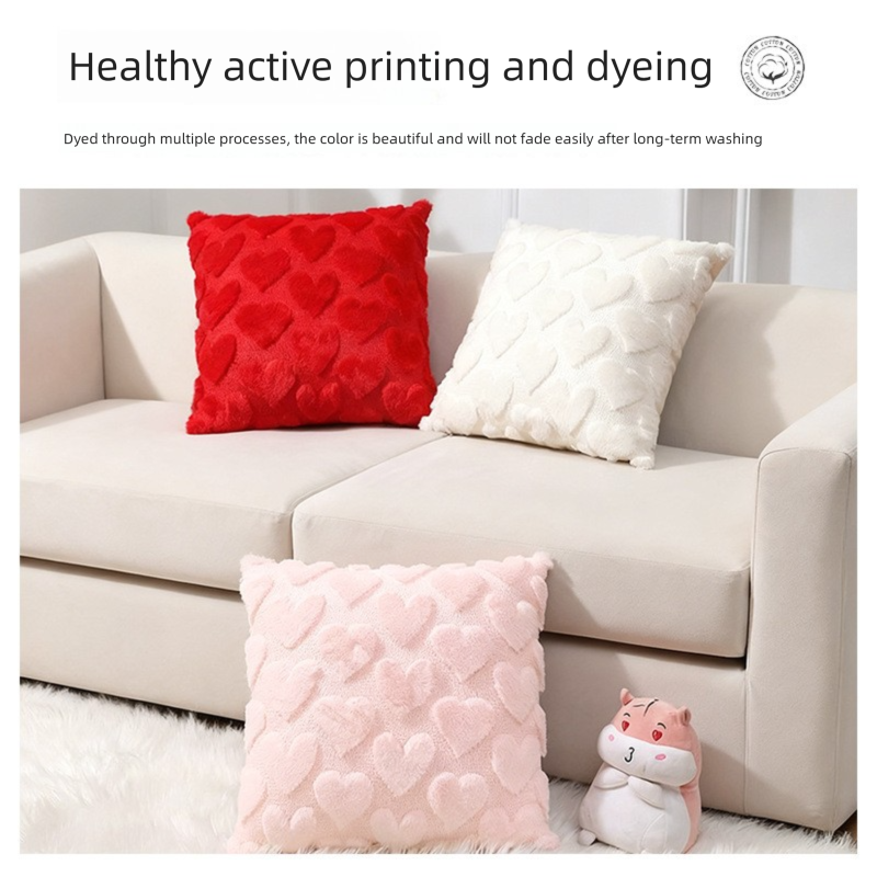 2-PCS Red arrow Romantic Heart-Shaped Tufted Pillow Covers Soft Plush 45x45cm view 4