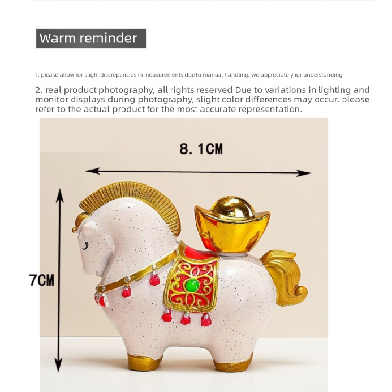 Red New Chinese Style Resin Horse Figurine with Rotating Lucky Bag – Elegant view 4