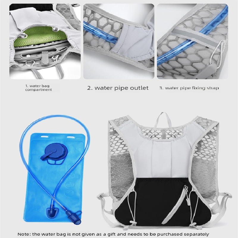 White and blue Lightweight Hydration Backpack with 2L Water Bladder view 8