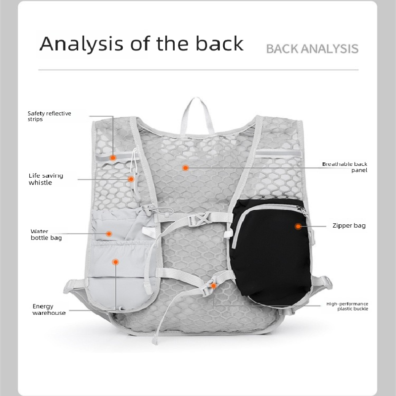 White and black Lightweight Hydration Backpack with 2L Water Bladder view 2