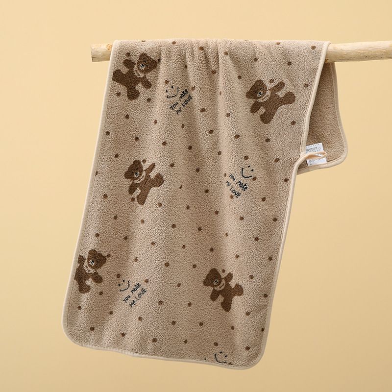 5-Pack Coffee color Soft Absorbent Face Towels with Bear Pattern Design — image 1