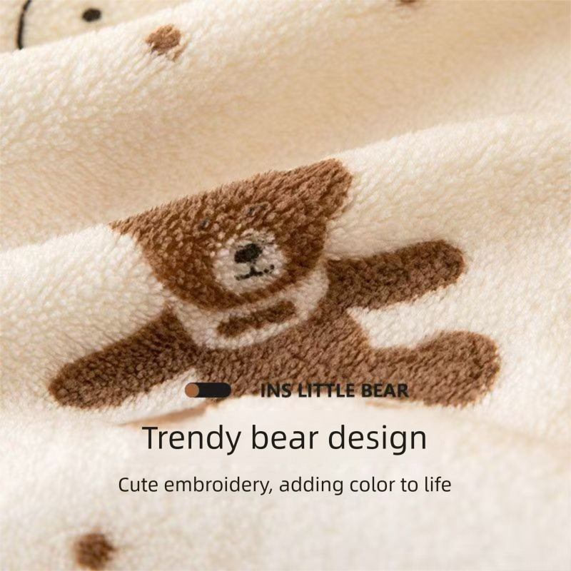 5-Pack Coffee color Soft Absorbent Face Towels with Bear Pattern Design view 7