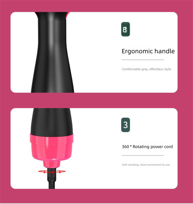 Black 1000W Professional Hot Air Brush with 3-Temperature & 2-Speed Control view 4