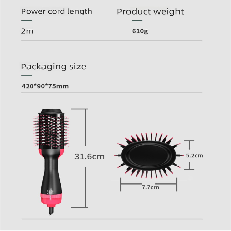Black 1000W Professional Hot Air Brush with 3-Temperature & 2-Speed Control view 6