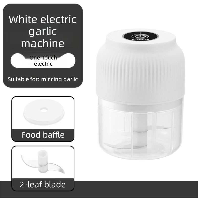 2-Leaf blade White Wireless Electric Garlic Chopper 300ml Portable Mini Food