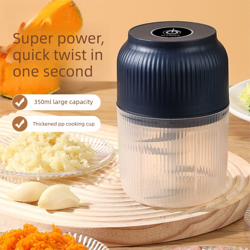 2-Leaf blade White Wireless Electric Garlic Chopper 300ml Portable Mini Food view 3