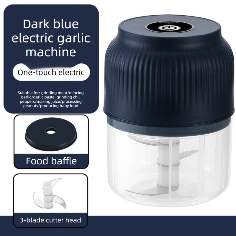 3-blade cutter head Blue Wireless Electric Garlic Chopper 300ml Portable Mini