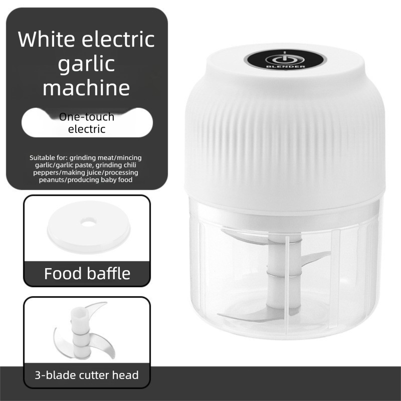 3-blade cutter head White Wireless Electric Garlic Chopper 300ml Portable Mini