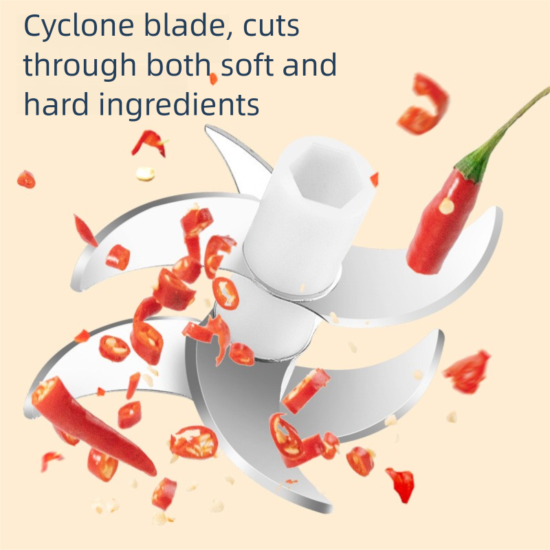 3-blade cutter head White Wireless Electric Garlic Chopper 300ml Portable Mini view 2
