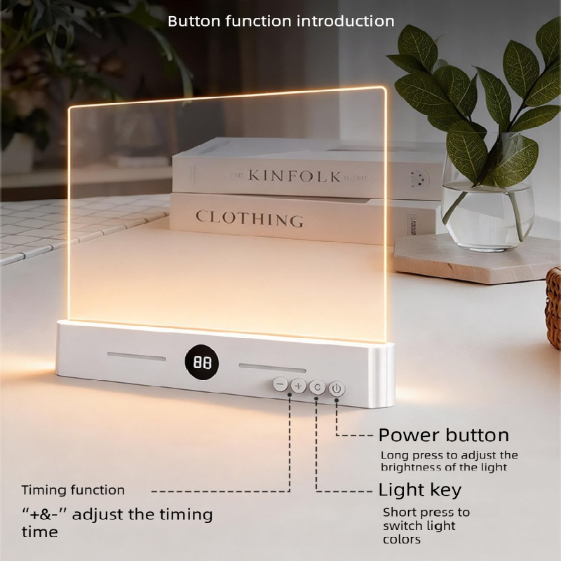 Pink LED Flat Panel Reading Light with 99m Timer 3 Color Modes Stepless view 3