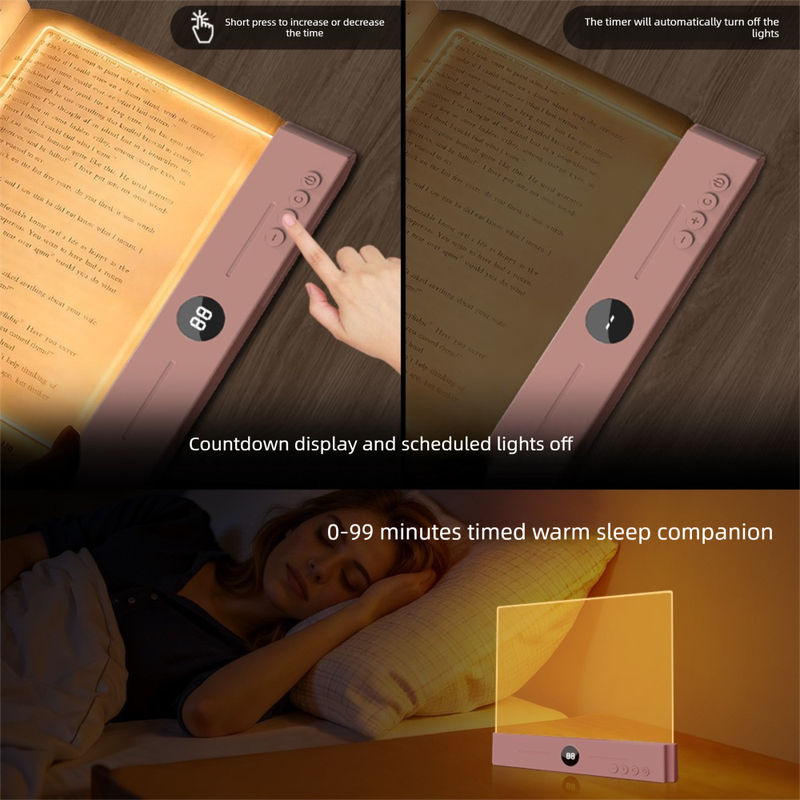 Pink LED Flat Panel Reading Light with 99m Timer 3 Color Modes Stepless view 6