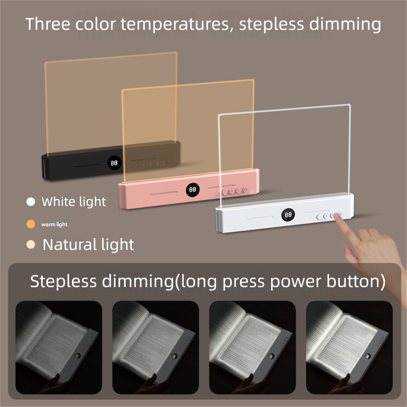 Black LED Flat Panel Reading Light with 99m Timer 3 Color Modes Stepless view 5