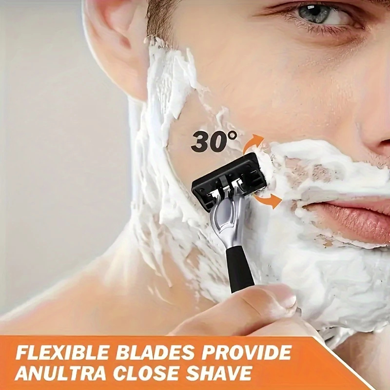 2-Pack 6-Layer Manual Razor with 60 Replacement Blades – Ultra-Close Shave for Men view 5