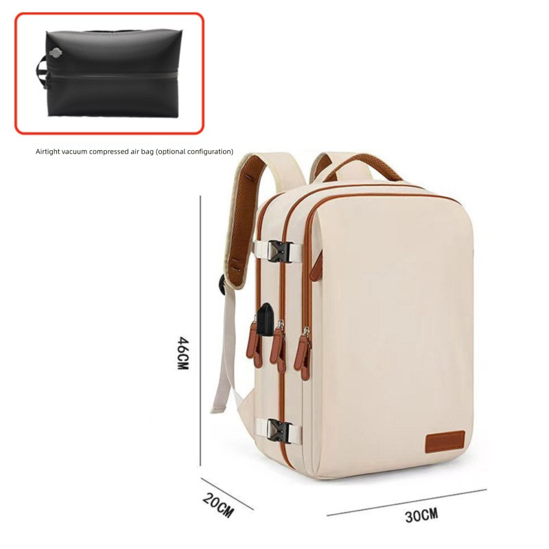 Black Large Capacity Backpack with USB Charging Port and Waterproof Fabric for view 5
