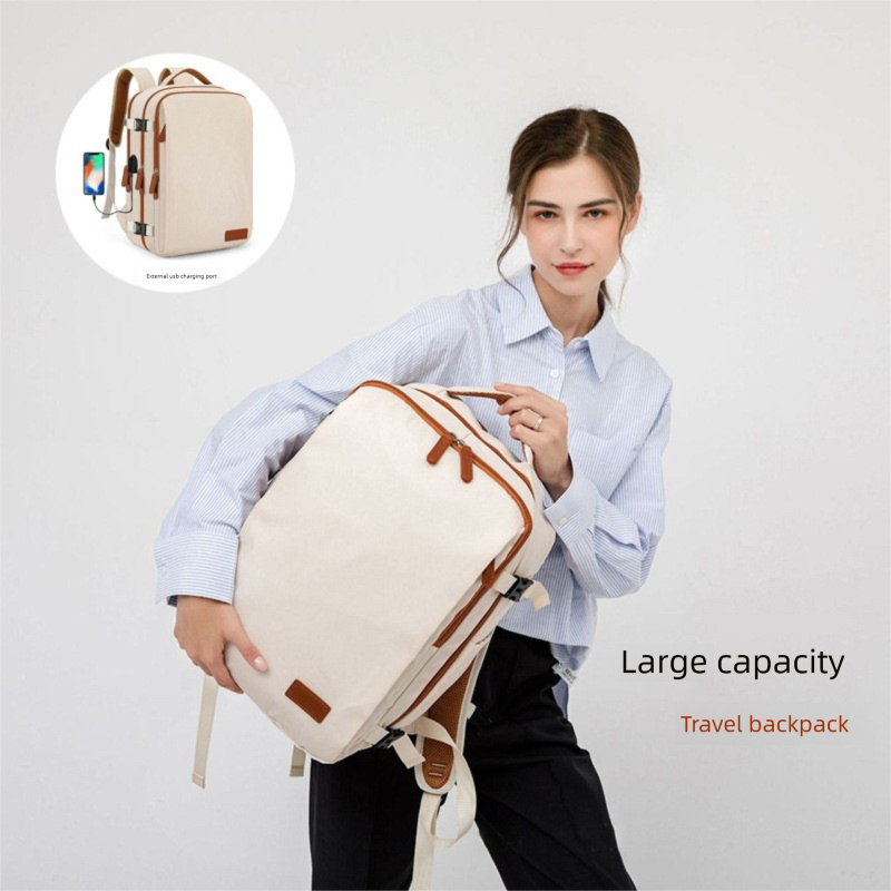 Blue Large Capacity Backpack with USB Charging Port and Waterproof Fabric for view 2