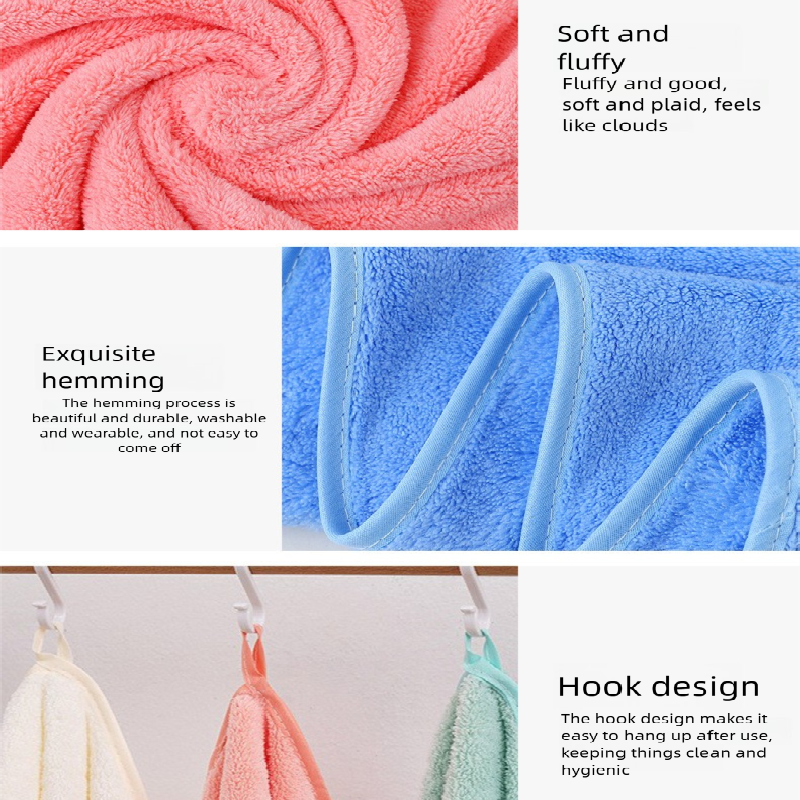 Beige Coral Fleece Thick Towel and Bath Towel Set – 4 Face Towels and 2 Bath view 6