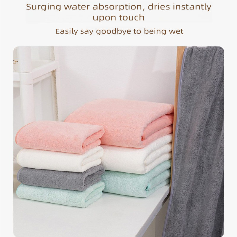 Grey Coral Fleece Thick Towel and Bath Towel Set – 4 Face Towels and 2 Bath view 5